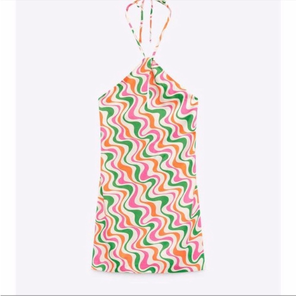 Zara 70’s swirl halter dress